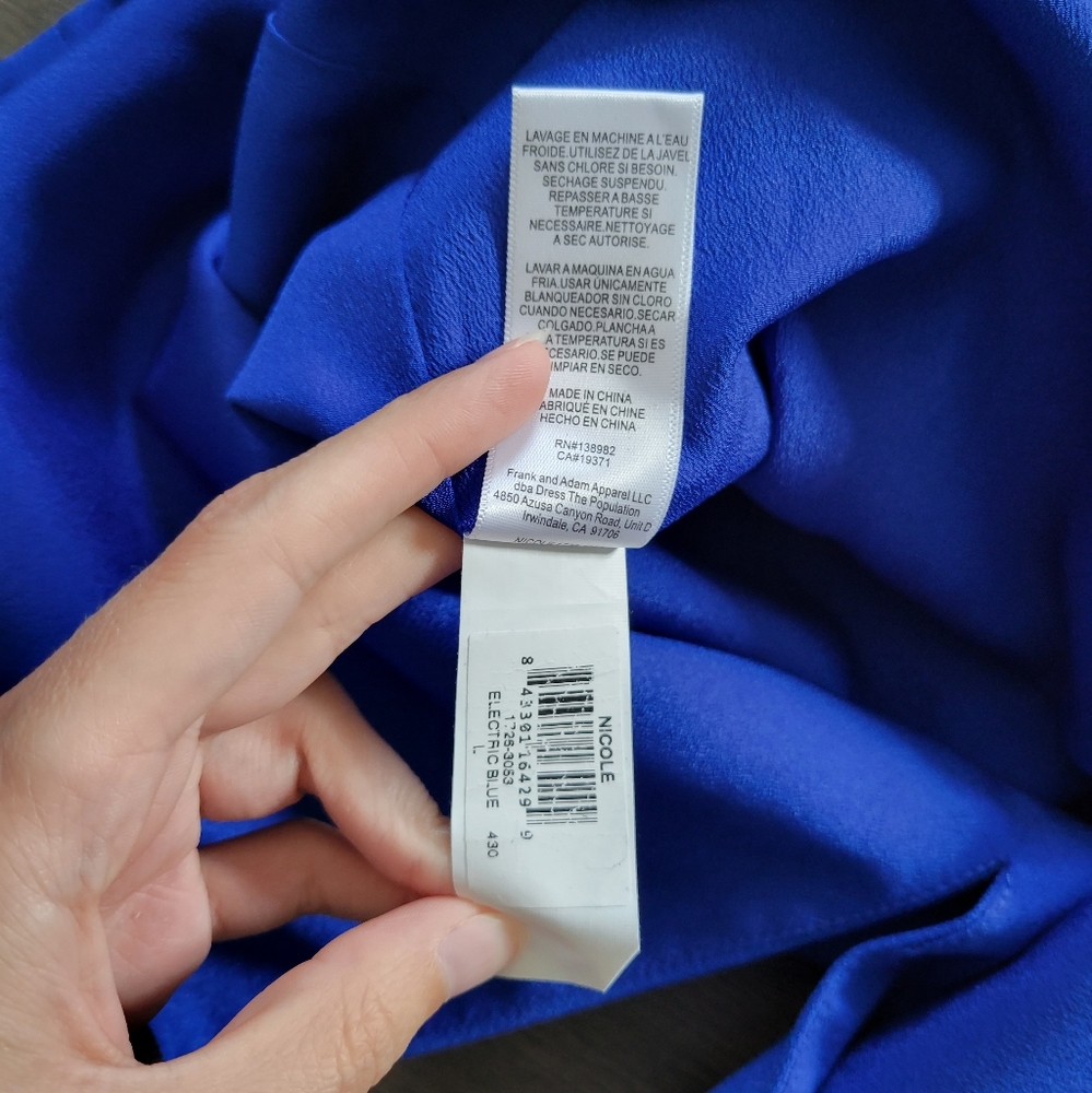 Dress the Population Electric Blue Nicole Midi Dress Size Large - Picture 12 of 14